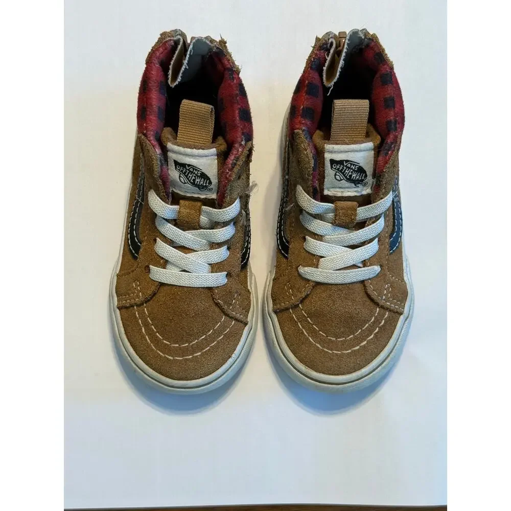 Vans Toddler Sk8-Hi Zip MTE-1 Plaid Brown Suede Winter Boots Size 6 (little kid)
